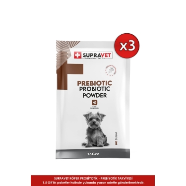 Supravet Toz Probiyotik + Prebiyotik Köpek Bağışıklık Sistemi Güçlendirici 3 ADET X 1.5 GR.